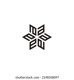 Letters a, snowflake geometric symbol simple logo vector