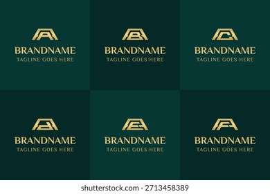 Buchstaben AA AB AC AD AE AF Gold Bar Logo, symbolisiert Wohlstand, Wert und Premium-Qualität