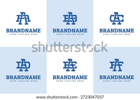 Letters AA AB AC AD AE AF Monogram Logo Set, for A BA CA DA EA FA initials