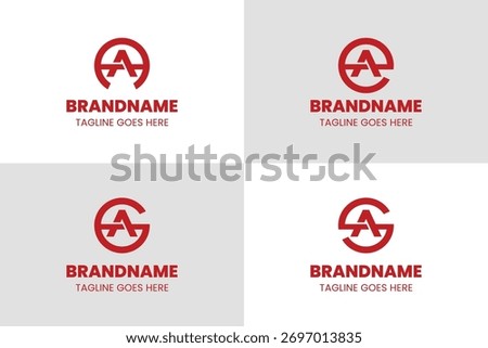 Letters AA EA GA SA Monogram Logo Set, for business with A AE AG AS initials