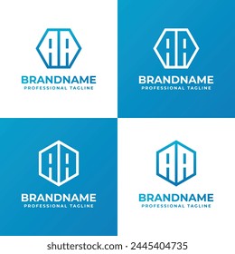 Letters AA Hexagon Logo Set, suitable for business with AA initials