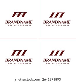 Letters AA HH AH HA Monogram Logo Set, suitable for any business with AA HH AH HA initials