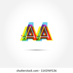 Letters AA logo, multi colour letters icon vector template.