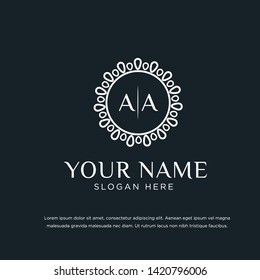 Letters AA logo template with  Letter Design Vector and Luxury style