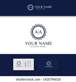 Letters AA logo template with  Letter Design Vector and Luxury style