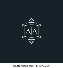 Letters AA logo template with  Letter Design Vector and Luxury style