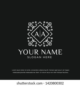 Letters AA logo template with luxury style