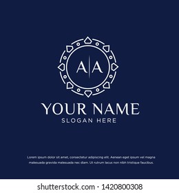 Letters AA logo template with luxury style