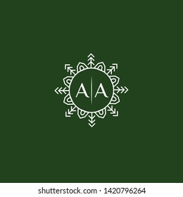 Letters AA logo template with Pine tree design vector