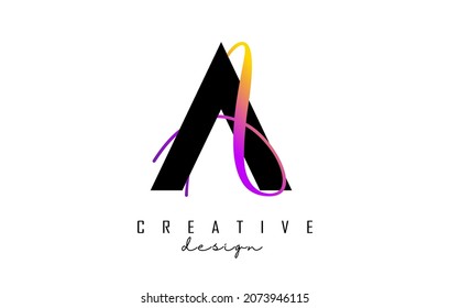 Letters AA Logo with two colors design. Letters A and a with geometric and handwritten typography. Creative Vector Illustration with letters.