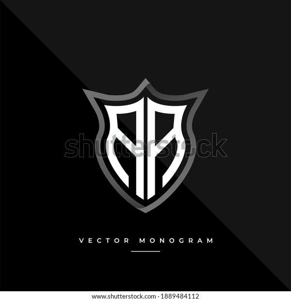 letters AA monochrome silver shield monogram\
vector logo template.