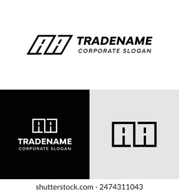 Letras AA Cuadrado y dinámico conjunto de logotipos, para empresas con iniciales AA