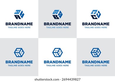 Letters AAA BBB CCC Hexagon Logo Set, symbolizing structure, balance, and modern identity