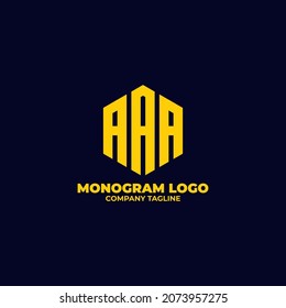 Letters AAA Line Logo Design. Linear Minimal Stylish Emblem. Luxury Elegant Vector Element. Premium Business Logotype