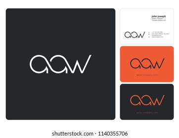 Letters AAW Joint logo icon with business card vector template.
