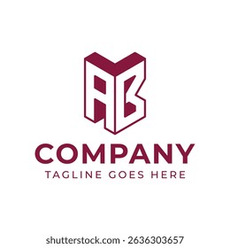 Letters AB 3D Monogram Logo,  represents professionalism and innovation for BA or AB initials