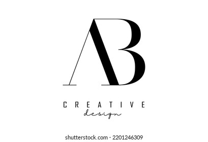 Letters AB a b logo with a minimalist design. Letters with elegant, simple and two letters design. Creative Vector Illustration with letters.