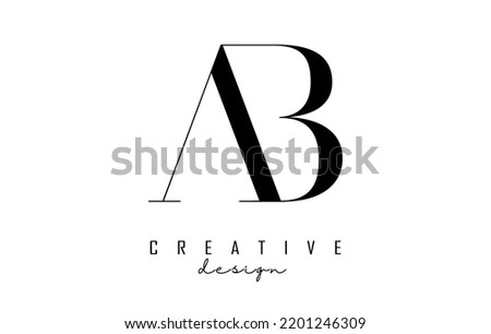 Letters AB a b logo with a minimalist design. Letters with elegant, simple and two letters design. Creative Vector Illustration with letters.