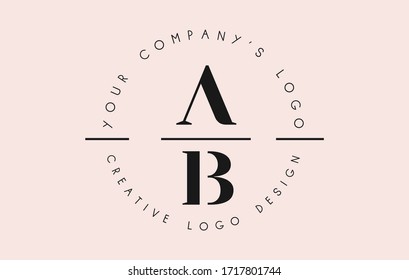 Letters AB A B Logo set as a stamp or personal signature. Simple AB Icon with Circular Name Pattern. Creative Vector Illustration with letters A and B. 