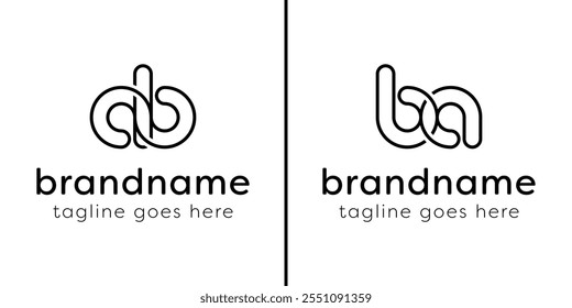 Letras AB e BA Monogram Line Logo, adequado para qualquer negócio com iniciais BA ou AB