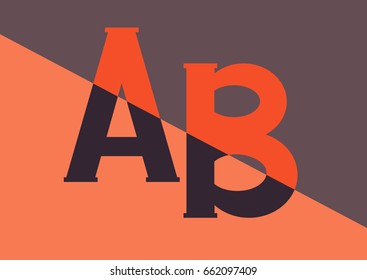 letters AB in two colors