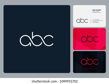 Letters ABC, A B C logo icon with business card vector template.
