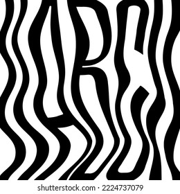Cartas ABC de rayas negras y blancas en forma de ondas abstractas para el patrón texturado en el fondo