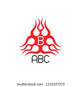 letters abc flame shape circle design logo 