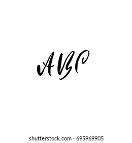 Letters ABC. Handwritten by dry brush. Rough strokes font. Vector illustration. Grunge style alphabet.
