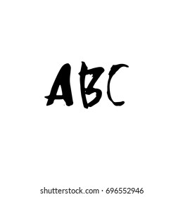Letters ABC. Handwritten by dry brush. Rough strokes font. Vector illustration. Grunge style alphabet
