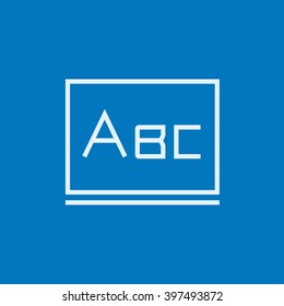 Letters abc on blackboard line icon.