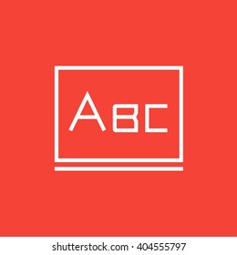 Letters abc on blackboard line icon.