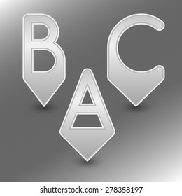 The letters ABC in the shape of arrows can be used as markers in the creative documents.
Editable vector objects with several layers.
Eps 10