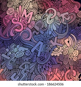 Letters abstract decorative doodles background. Hand-Drawn Vector Illustration