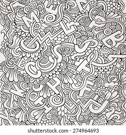 Letters abstract decorative doodles pattern. Hand-Drawn Vector Illustration