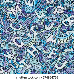 Letters abstract decorative doodles pattern. Hand-Drawn Vector Illustration