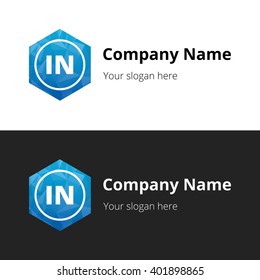 IN Letters , Abstract Polygonal Background Logo, design for Corporate Business Identity, Alphabet letter