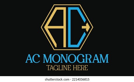 Letters AC Name Initials Modern Minimal Logo Design Template