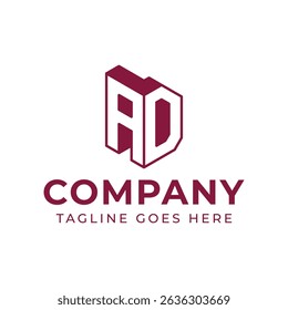 Letters AD 3D Monogram Logo, represents professionalism and innovation for DA or AD initials