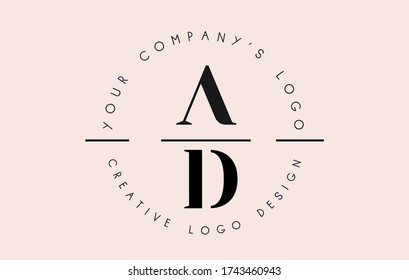 Letters AD A D Logo set as a stamp or personal signature. Simple AD Icon with Circular Name Pattern. Creative Vector Illustration with letters A and D. 