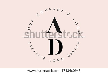 Letters AD A D Logo set as a stamp or personal signature. Simple AD Icon with Circular Name Pattern. Creative Vector Illustration with letters A and D. 