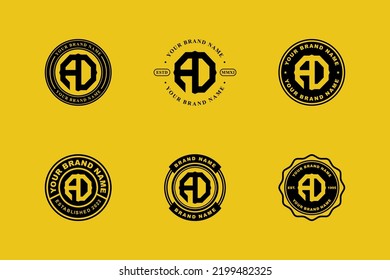 Letters AD or DA monogram template logo initial, badge design for clothing, apparel, brand