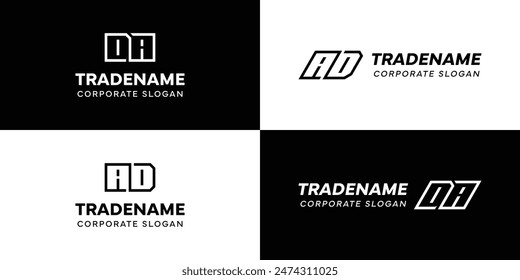 Letras AD y DA cuadrado y dinámico conjunto de logotipos, para empresas con iniciales DA o AD