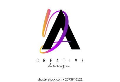 Letras AD Logo con diseño de dos colores. Letras A y D con tipografía geométrica y manuscrita. Ilustración vectorial creativa con letras.