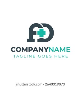 Letters AD Medical Plus Logo, for hospitals, clinics, pharmacy with DA or AD initials