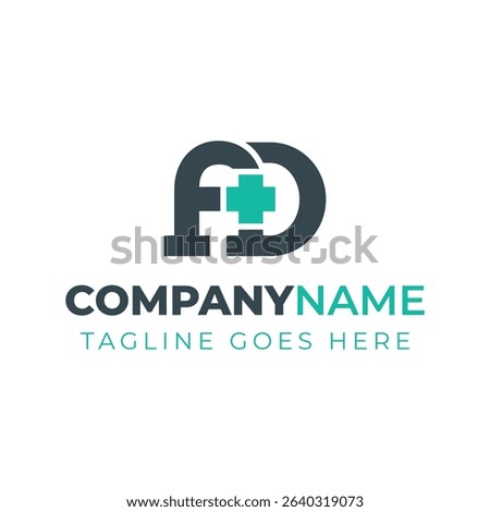 Letters AD Medical Plus Logo, for hospitals, clinics, pharmacy with DA or AD initials