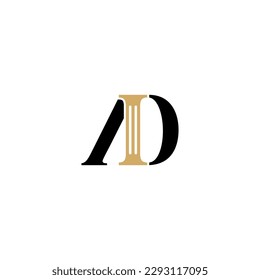 Letters AD and Pillar Logo Theme 002
