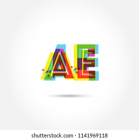 Letters AE logo, multi colour letters icon vector template.