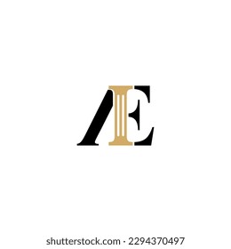 Letters AE and Pillar Logo Theme 002