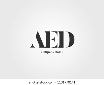 Letters AED, A E D logo icon with business card vector template.
